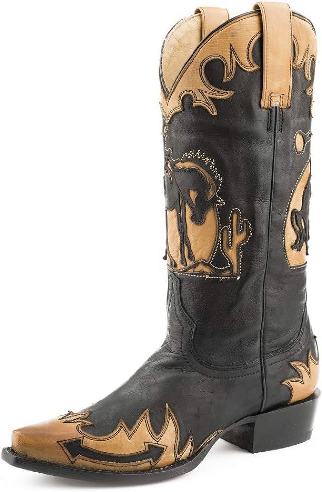 Stetson Cowgirl Womens Black/Tan Leather Faye Cowboy Boots | Amazon (US)
