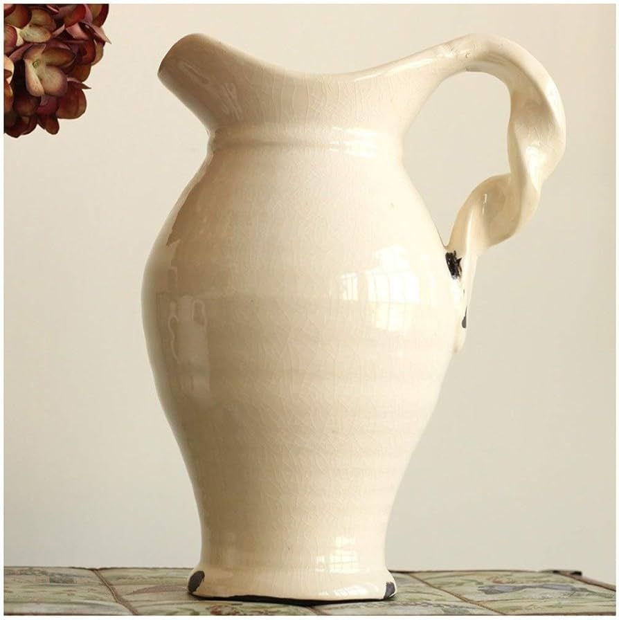 Creative Rustic Home Decor Flower Dried Flower Vase Vintage Old White Ceramic Single Ear Milk Con... | Amazon (US)