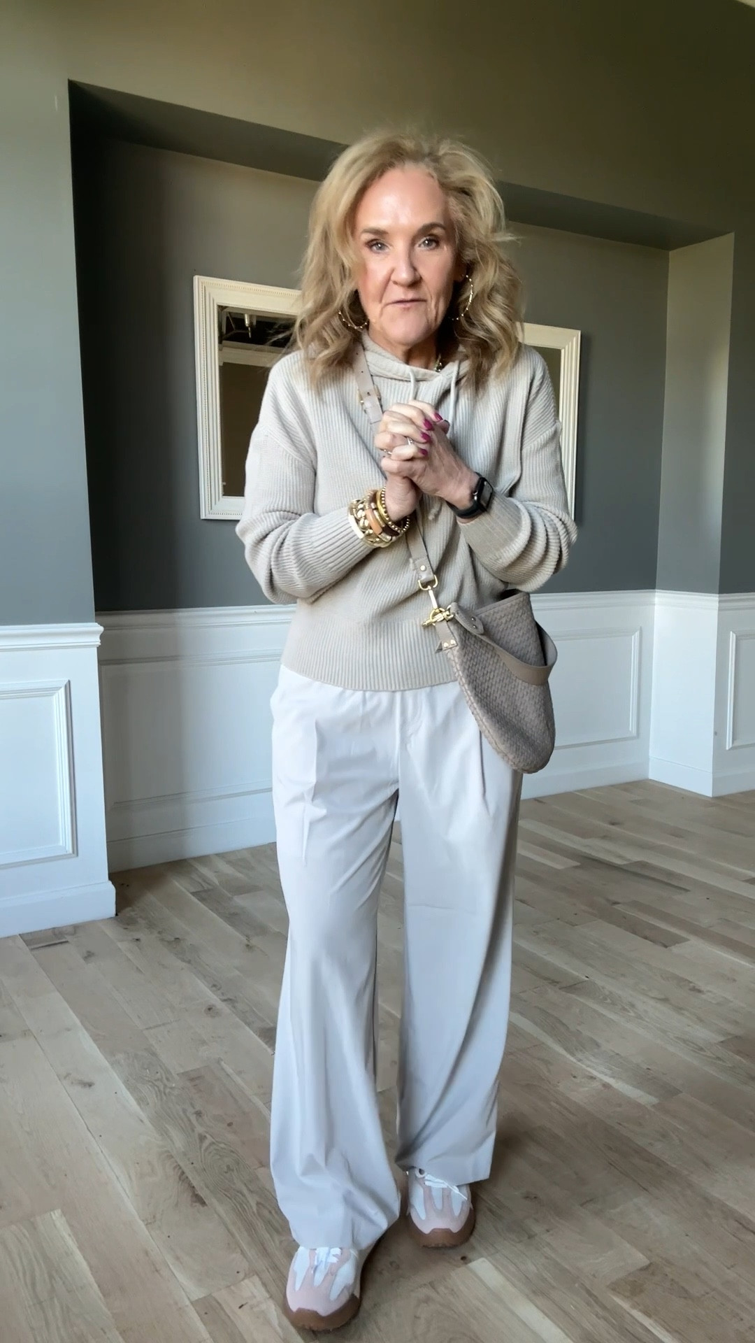 Size medium and sweater size medium petite in pants. Sneakers are true to size.

LOFT outfit travel outfit athleisure  monochromatic look 

#LTKFindsUnder50 #LTKWatchNow #LTKOver40