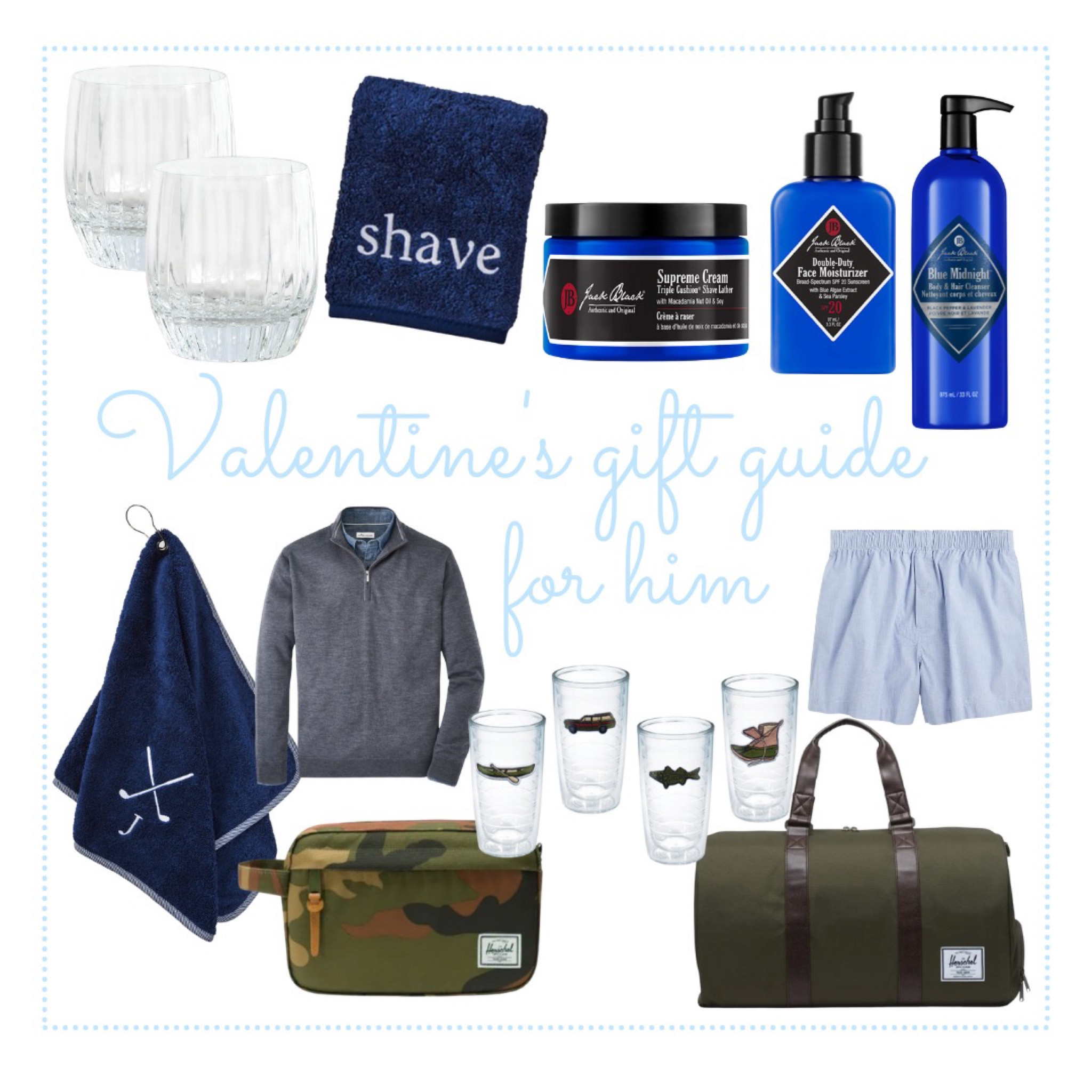 Valentine’s gift guide for him including some of my favorite finds from weezie towels, Tuckernuck, saks, J. Crew, and Jack Black skincare. Whether your Valentine loves golf, a weekend getaway, easy skincare, or a good old fashioned, this gift guide has something for every guy in your life  

#LTKSeasonal #LTKunder100 #LTKGiftGuide