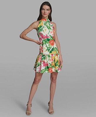 Women's Floral Print Mock Neck Dress | Macy's