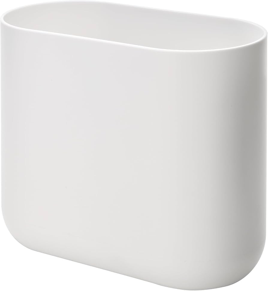 iDesign Small Slim Plastic Bathroom Trash Can, White | Amazon (US)