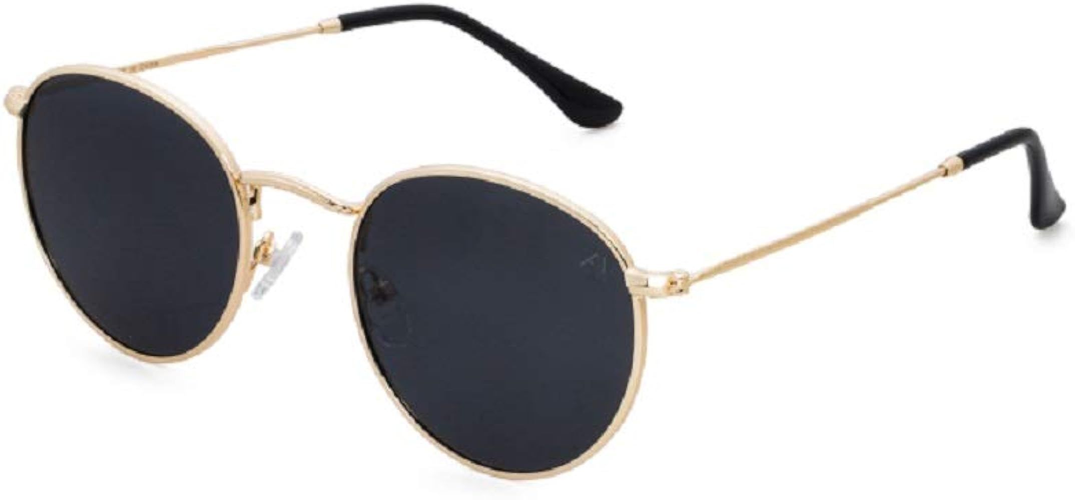 Round Sunglasses for Men for Women - Small Circle Metal Sunglasses Polarized UV 400 Protection | Amazon (US)