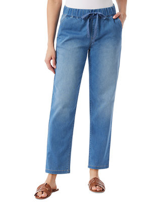 Women's Knitology Anya Drawstring Straight-Leg Jeans | Macy's