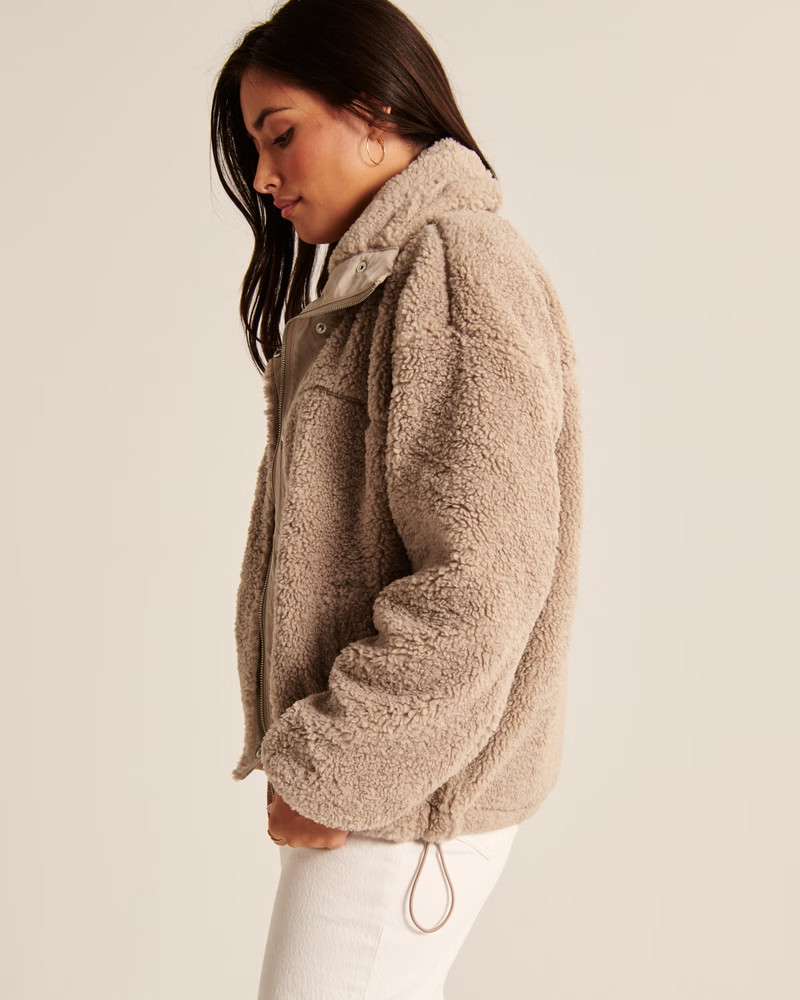 Cinched Cocoon Sherpa Full-Zip | Abercrombie & Fitch (US)