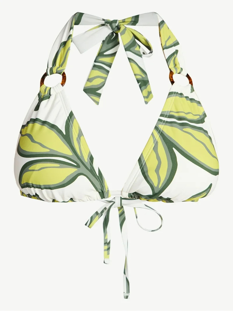 Time and Tru Women's Triangle Bikini Top with Rings, Sizes XS-XL | Walmart (US)
