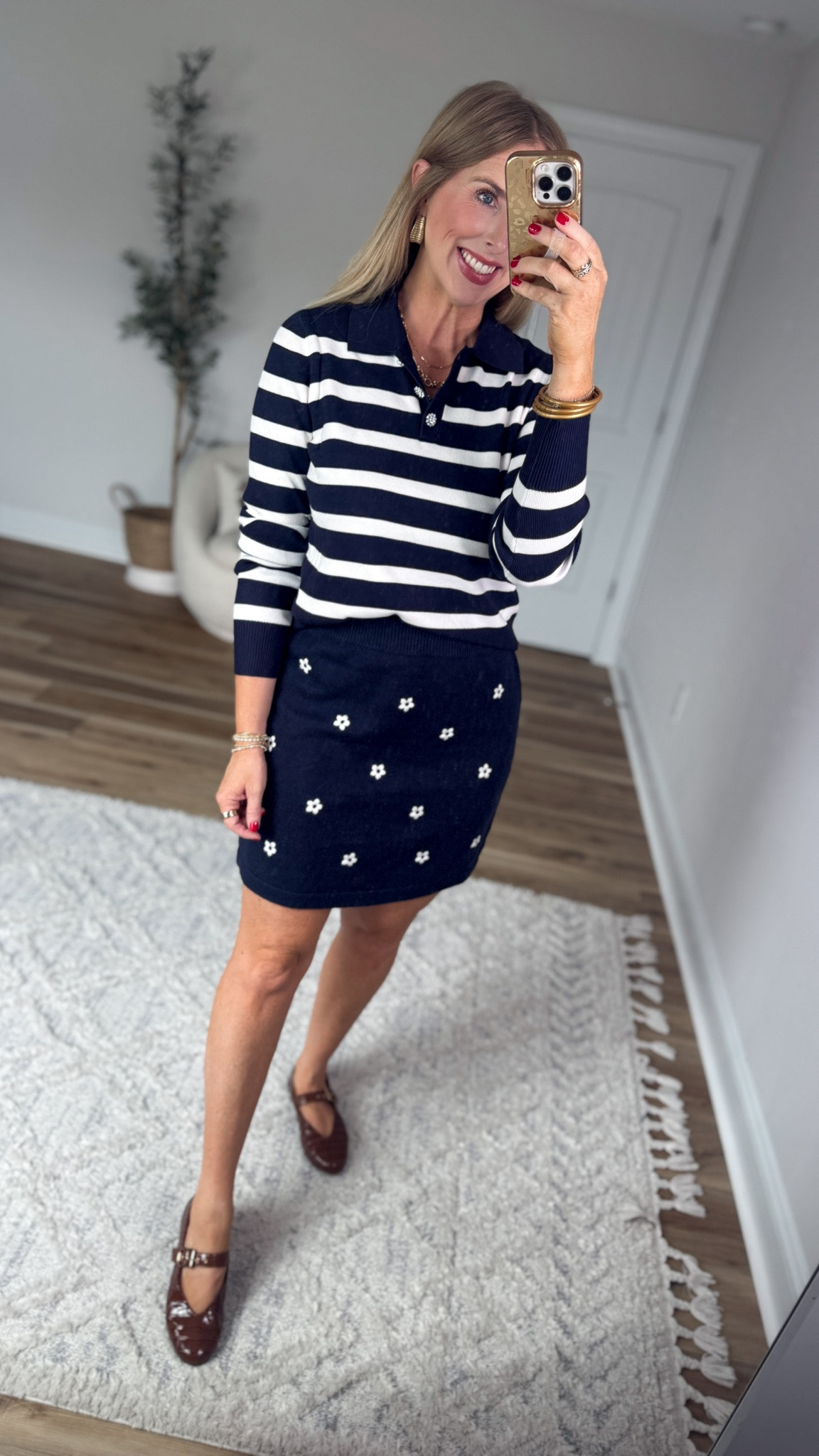 Weekend Walmart Wins try-on 
Embellished button sweater- medium 
Embroidered floral sweater skirt- medium

#LTKootd