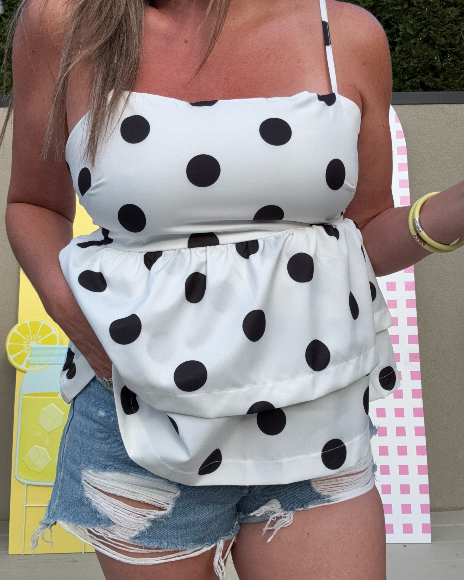 The cutest babydoll style polka dot top🤍

Such a fun top to wear with denim shorts this summer!

#LTKOver40 #LTKU #LTKootd
