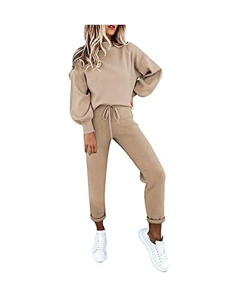 ETCYY NEW Women's 2 Piece Lounge Sets Outfits Long Sleeve Sweatshirt and Sweatpants Sweatsuit | Amazon (US)