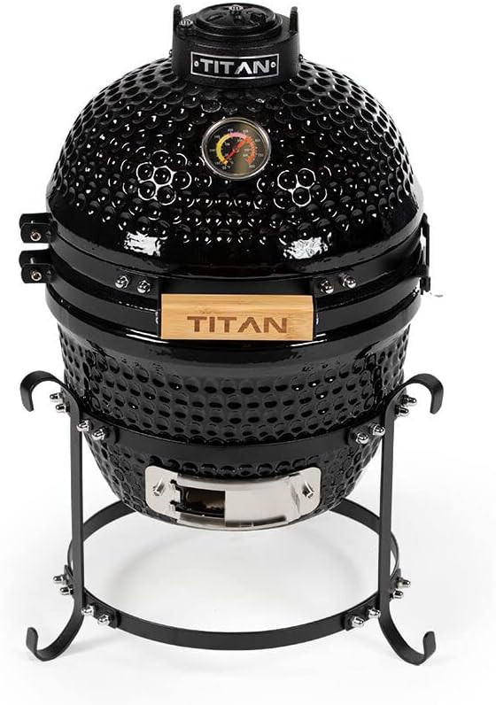 TITAN GREAT OUTDOORS Kamado Grill Kit, 10in Grate Diameter, Ash Tool, Heat Deflector, Cover | Amazon (US)
