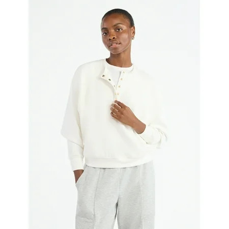 Scoop Women’s New Scubaknit Raglan Henley Top, Sizes XS-XXL | Walmart (US)