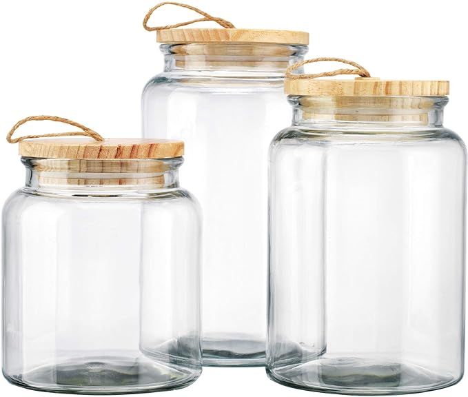 Elegant Home Glass Canister Sets Round with Air Tight Lids for Bathroom or Kitchen - Food Storage... | Amazon (US)