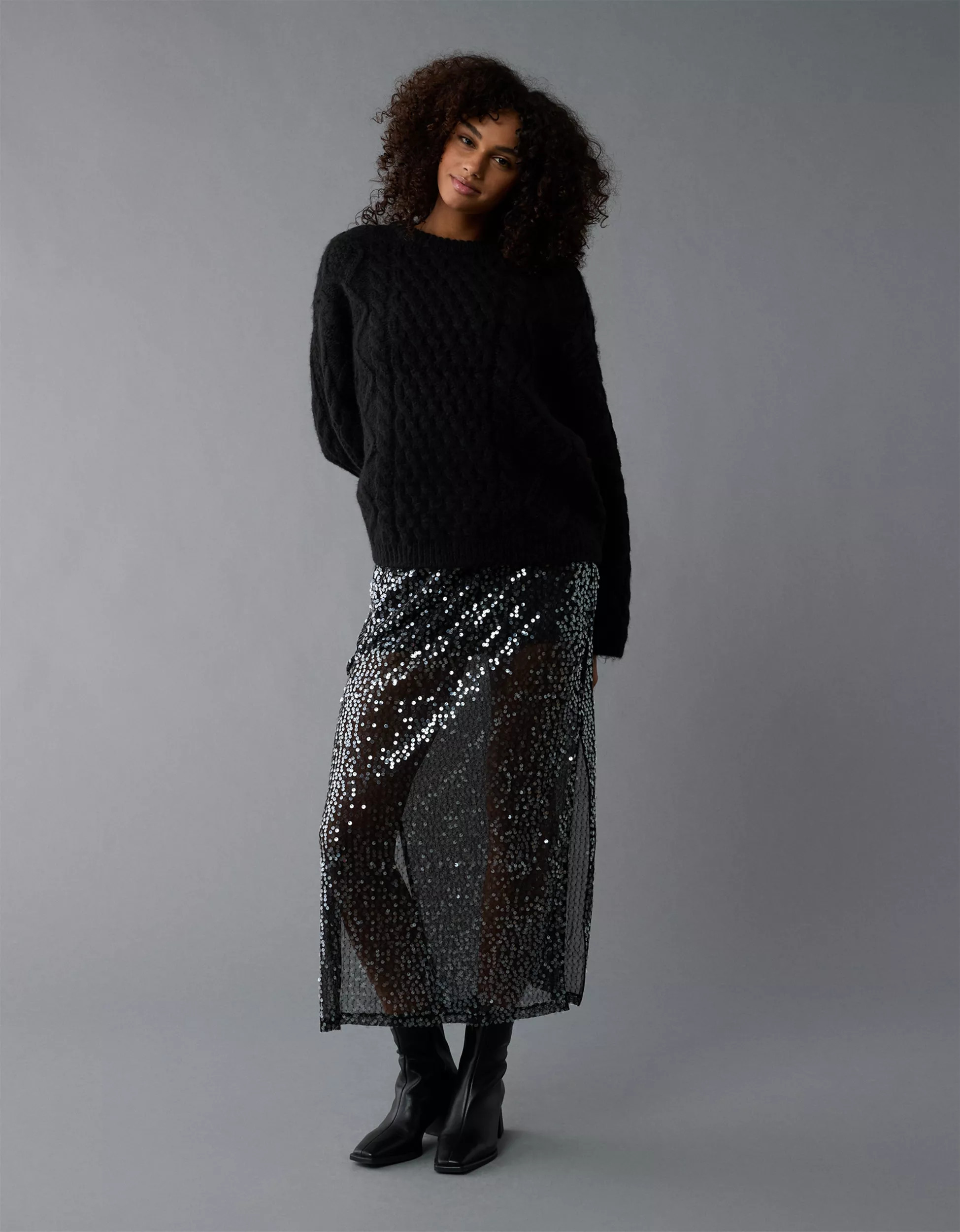 AE Oversized Cable Knit Sweater | American Eagle Outfitters (US & CA)