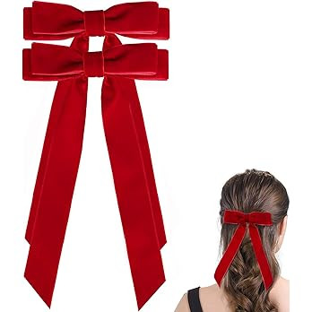 Large Red Velvet Hair Bows For Girls,2 PCS 5 Inch Bows Hair Alligator Clips Accessories for Women... | Amazon (US)