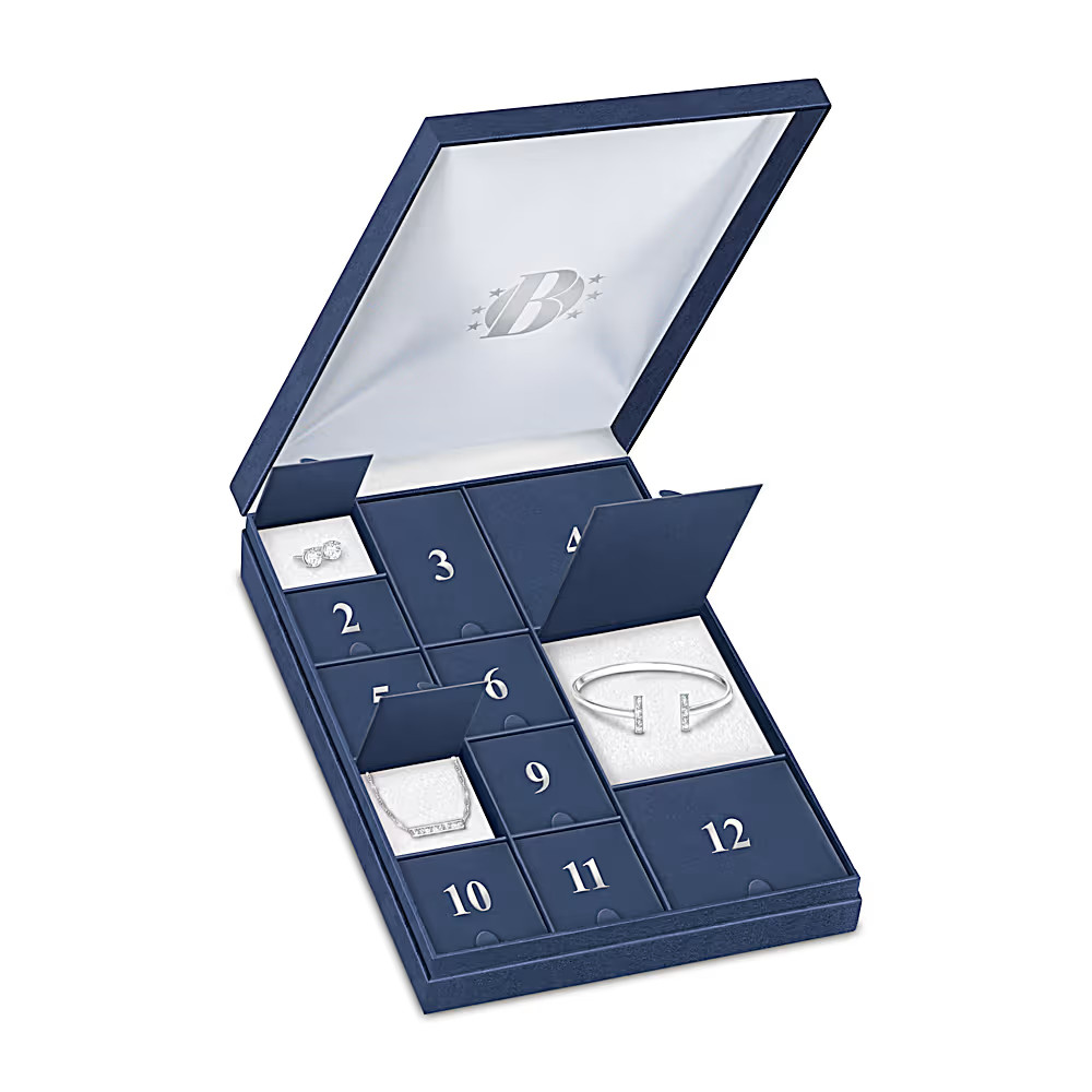 12-Day Silver-Tone And Crystal Jewelry Advent Calendar Set | Bradford Exchange