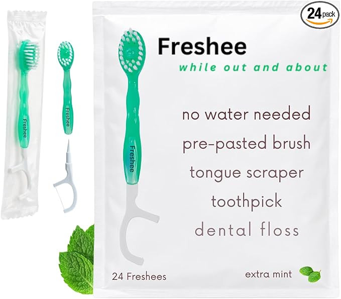 Freshee Bead Disposable Toothbrushes with Toothpaste – 5 in 1 Mini Toothbrush with Floss, Pick,... | Amazon (US)