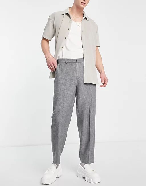 ASOS DESIGN oversized tapered wool mix smart pants in puppytoooth | ASOS | ASOS (Global)
