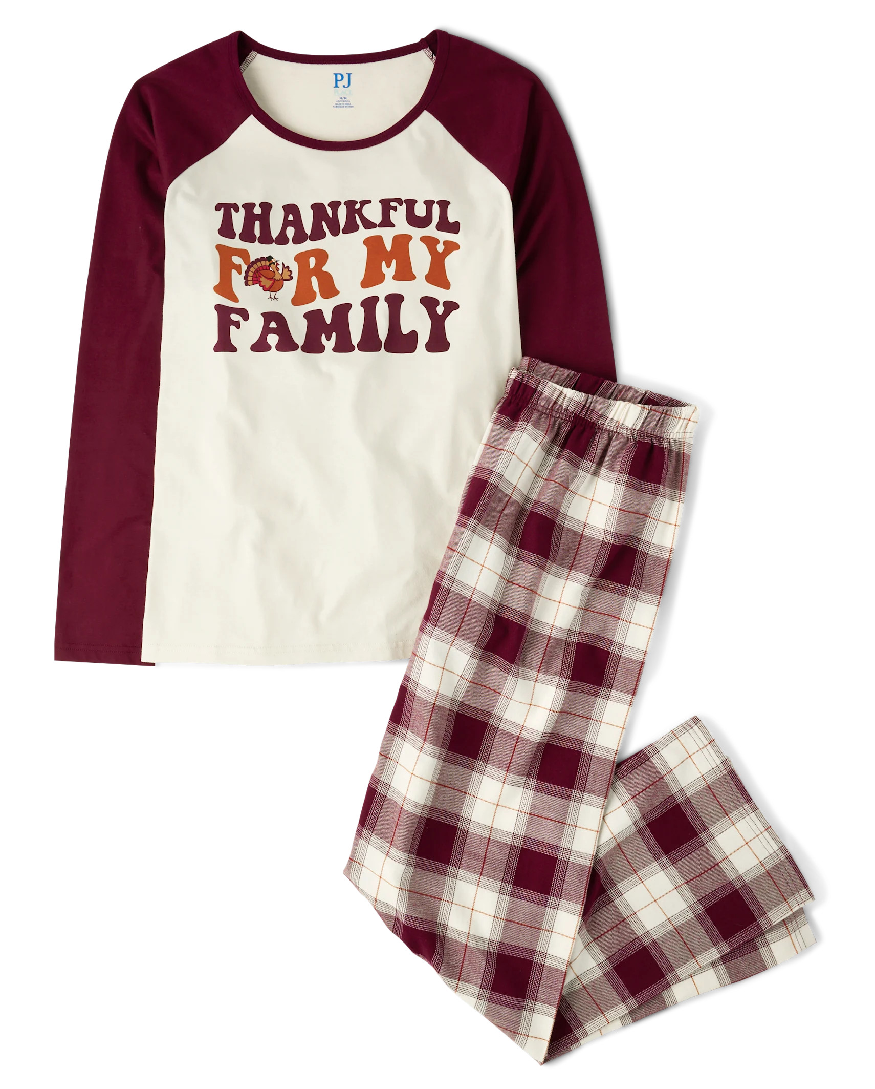 Womens Matching Family Thankful Cotton And Flannel Pajamas - halo white | The Children's Place