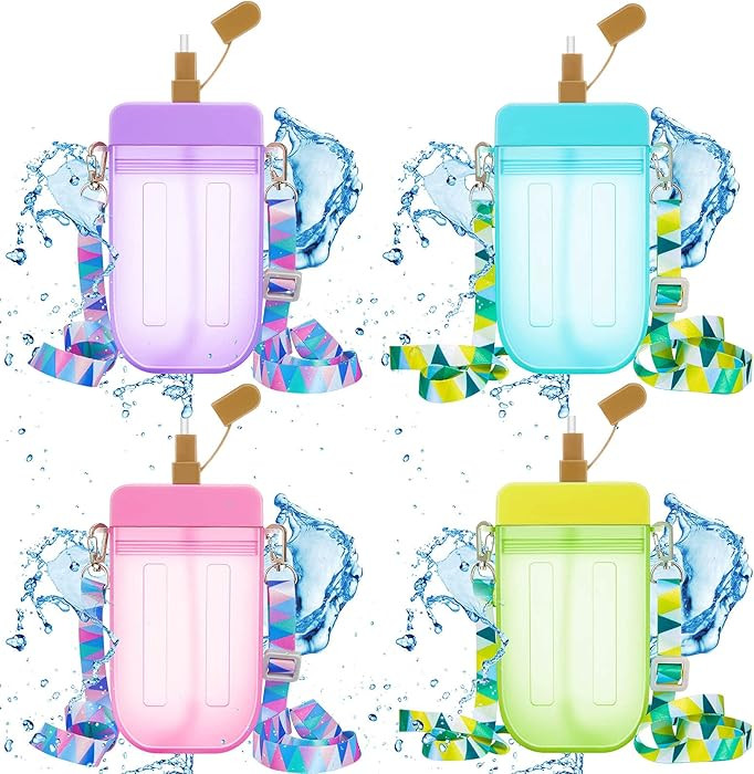 Cunhill 4 Pieces Ice Cream Water Bottles with Strap Kids End of Year Gift for Student Kawaii Drin... | Amazon (US)