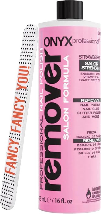 Onyx Professional Nail Polish Remover with 7 inch Nail File, Strawberry Scent, Made in USA, 16 fl... | Amazon (US)