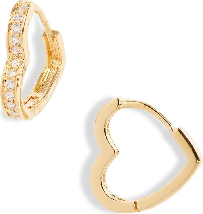 Nordstrom Cubic Zirconia Open Heart Huggie Hoop Earrings | Nordstrom | Nordstrom