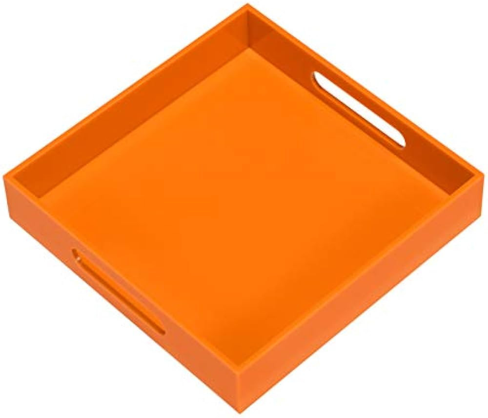 Orange Sturdy Acrylic Serving Tray with Handles-10x10Inch-Serving Coffee,Food,Breakfast,Butler-Ki... | Amazon (US)