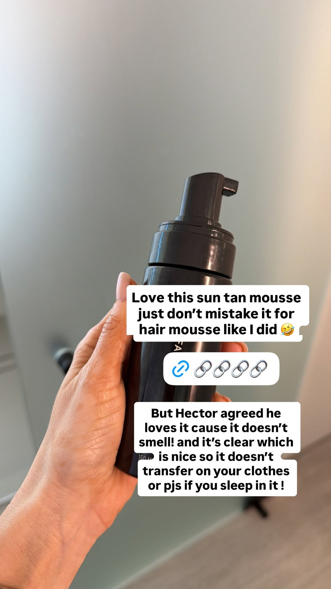 This sun tan mousse doesn’t smell and it's clear so it doesn’t transfer on your clothes or pjs! 

 #LTKdayinmylife #LTKgrwm #LTKBeauty