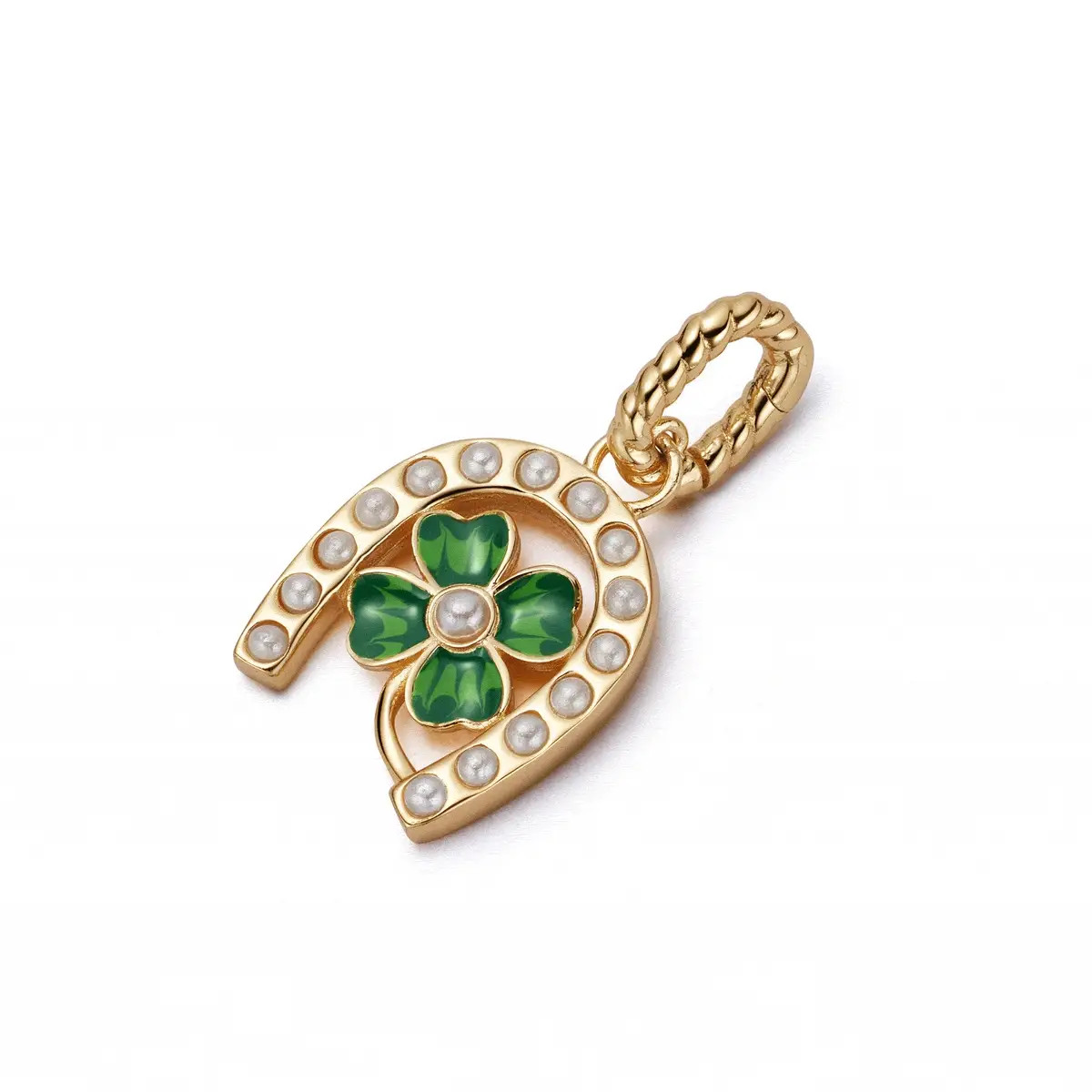 Shrimps Clover Charm Pendant 18ct Gold Plate | Daisy London Jewellery