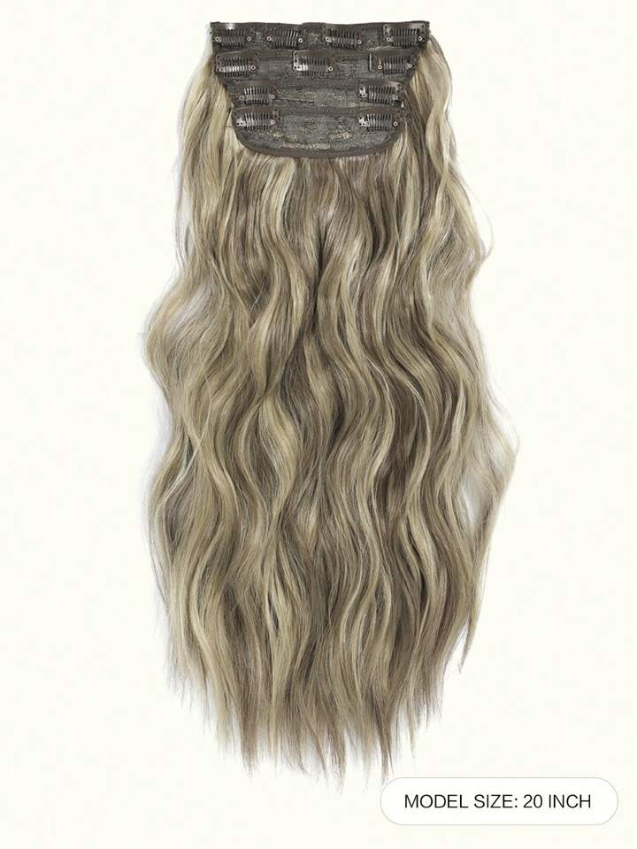 16inch 20inch Hair Extensions Clip In 4PCS Wavy Hair Extension Light Ash Blonde With Lowlights Ha... | SHEIN