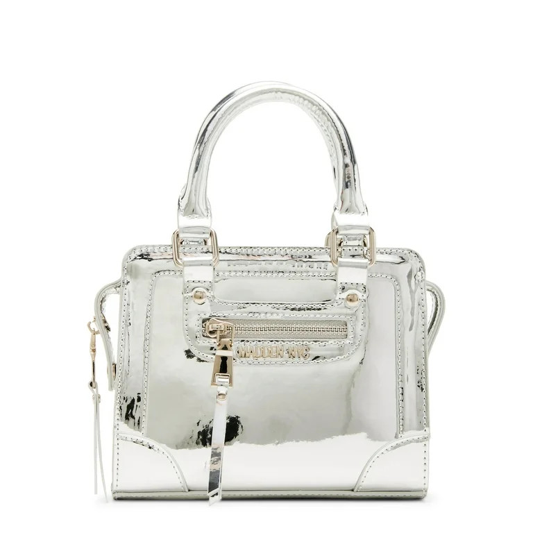 Madden NYC Women's Mini Satchel with Pouch, Silver Metallic | Walmart (US)