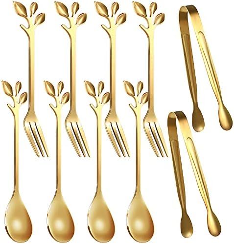 Leaf Coffee Spoons, Mini Serving Tongs and Appetizer Forks Stainless Steel Sugar Cube Tongs Dessert  | Amazon (US)