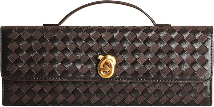 Woven Clutch Purses for Women, Leather Evening Clutch, Handmade Woven Shoulder Bag Crossbody Bag | Amazon (US)