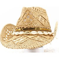 Gold & Seashells On Natural Cowboy Hat - Golden Life Mirror Band Shapeable 100% Cotton Straw Outdoor Breathable Sturdy Box | Etsy (US)
