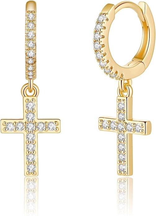 Gold Huggie Hoop Earrings, S925 Sterling Silver Post Dangle Hoop Earrings Hypoallergenic 14K Gold... | Amazon (US)