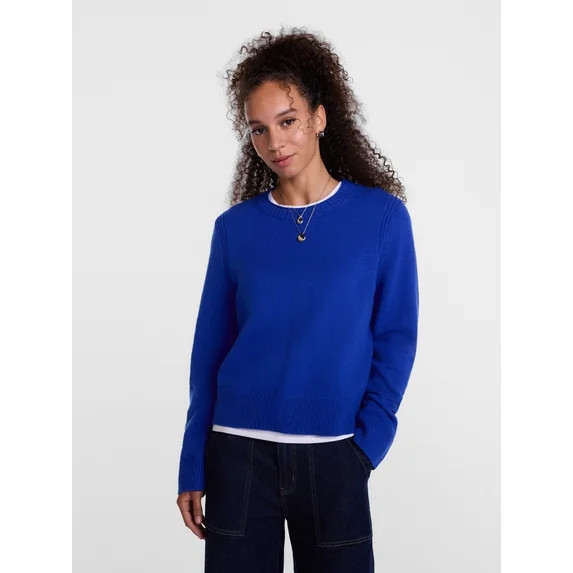 Scenario Women's and Women's Plus Cozy Crewneck Sweater with Long Sleeves, Sizes XS-4X | Walmart (US)