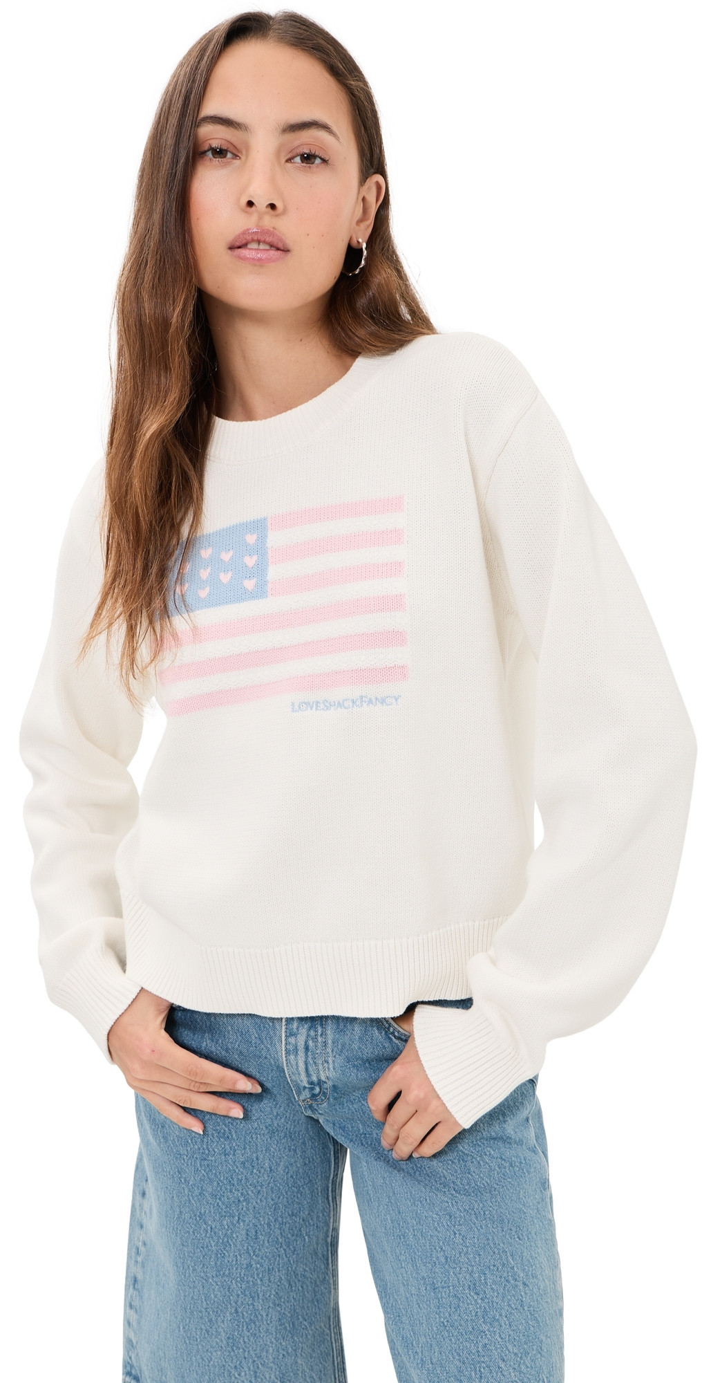 LoveShackFancy Ty Flag Pullover Ivory Dreams S | Shopbop