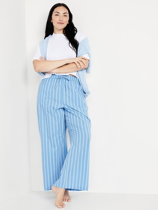 Poplin Wide-Leg Pajama Pants | Old Navy (US)