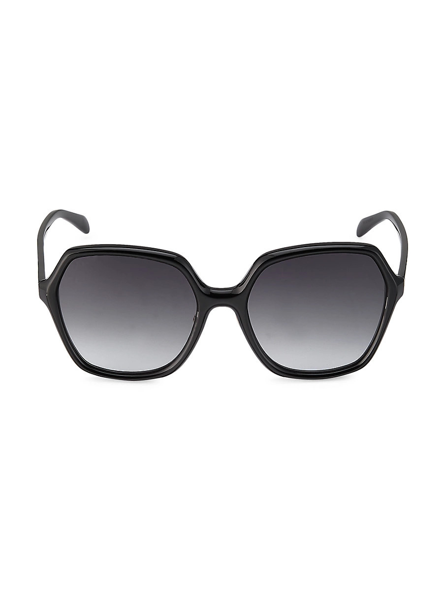 Women's 58MM Geometric Sunglasses - Shiny Black | Saks Fifth Avenue