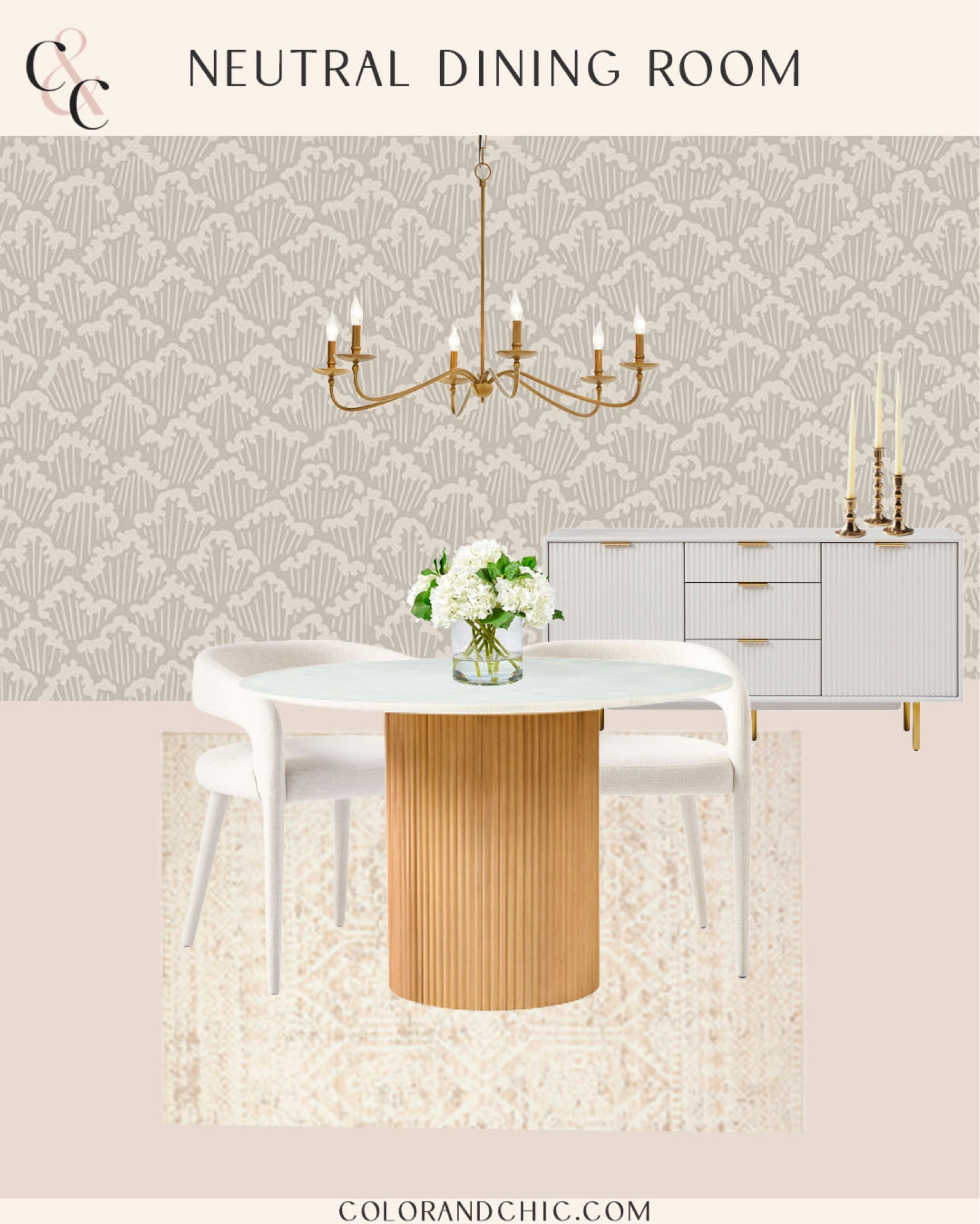 Neutral dining or kitchen area! Love the simplicity of this with the wallpaper design. I love circular tables because they can give more warmth in the home. 

#LTKstyletip #LTKhome