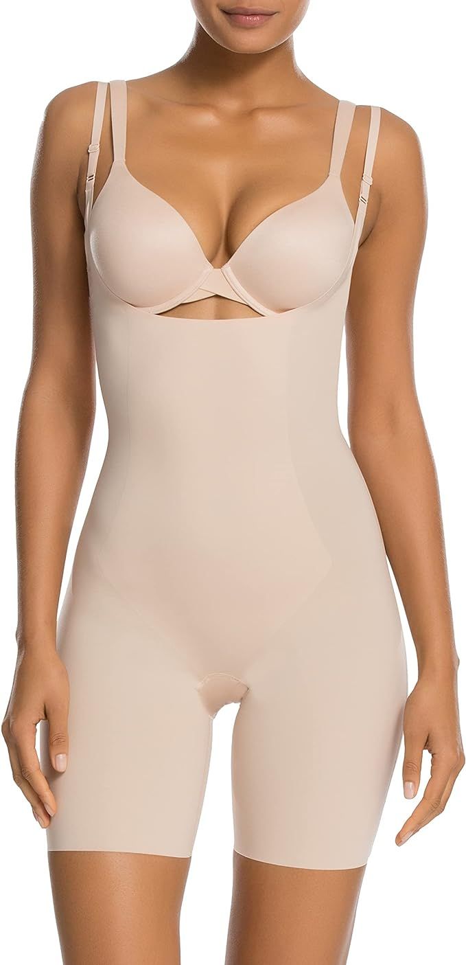 SPANX Shapewear for Women Thinstincts Open-Bust Mid-Thigh Bodysuit (Regular and Plus Sizes) | Amazon (US)