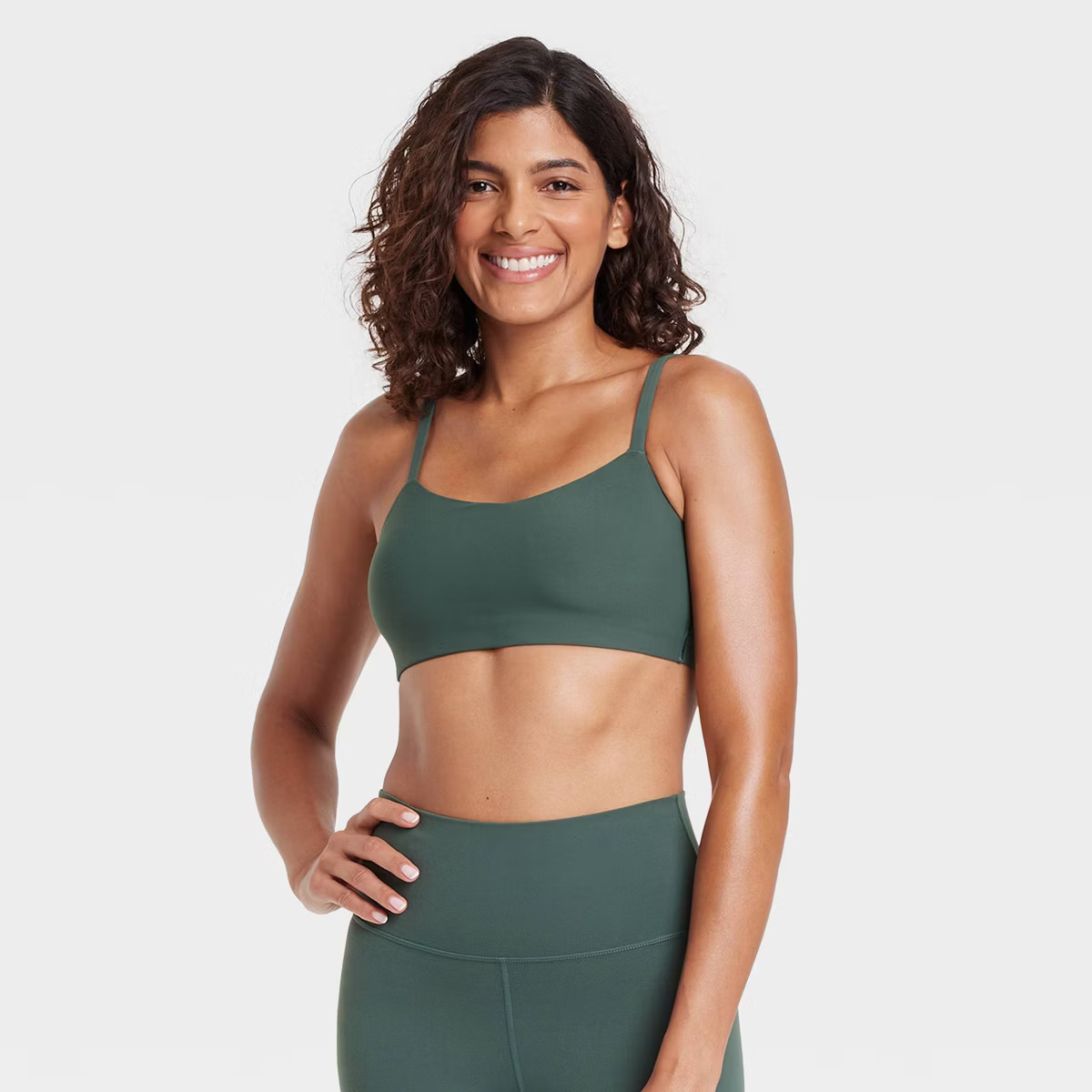 Women's Everyday Soft Light Support Strappy Sports Bra - All In Motion™ Dark Green 2X | Target