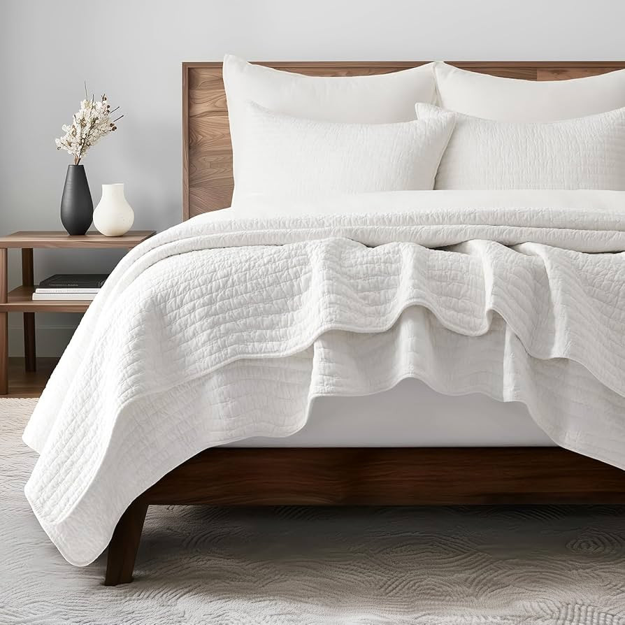 Cross Stitch Pre-Washed Cotton Quilt Bedding Set King Size, Oversized 3 Pieces Lightweight Bedspr... | Amazon (US)