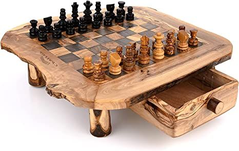 OLIVIEU ~ Olive Wooden Chess Set ~ 15.8 -17.3 inch~ Unique Chess Set Wood ~ Luxury Chess Board ~ ... | Amazon (US)