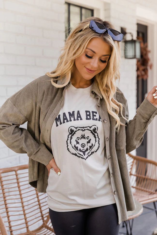 Mama Bear Graphic Heather Dust Tee | The Pink Lily Boutique