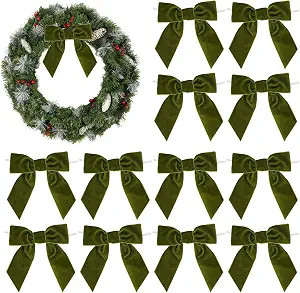AIMUDI Moss Green Velvet Bows 4.5" Green Velvet Christmas Bows Premade Bows Green Twist Tie Bows ... | Amazon (US)