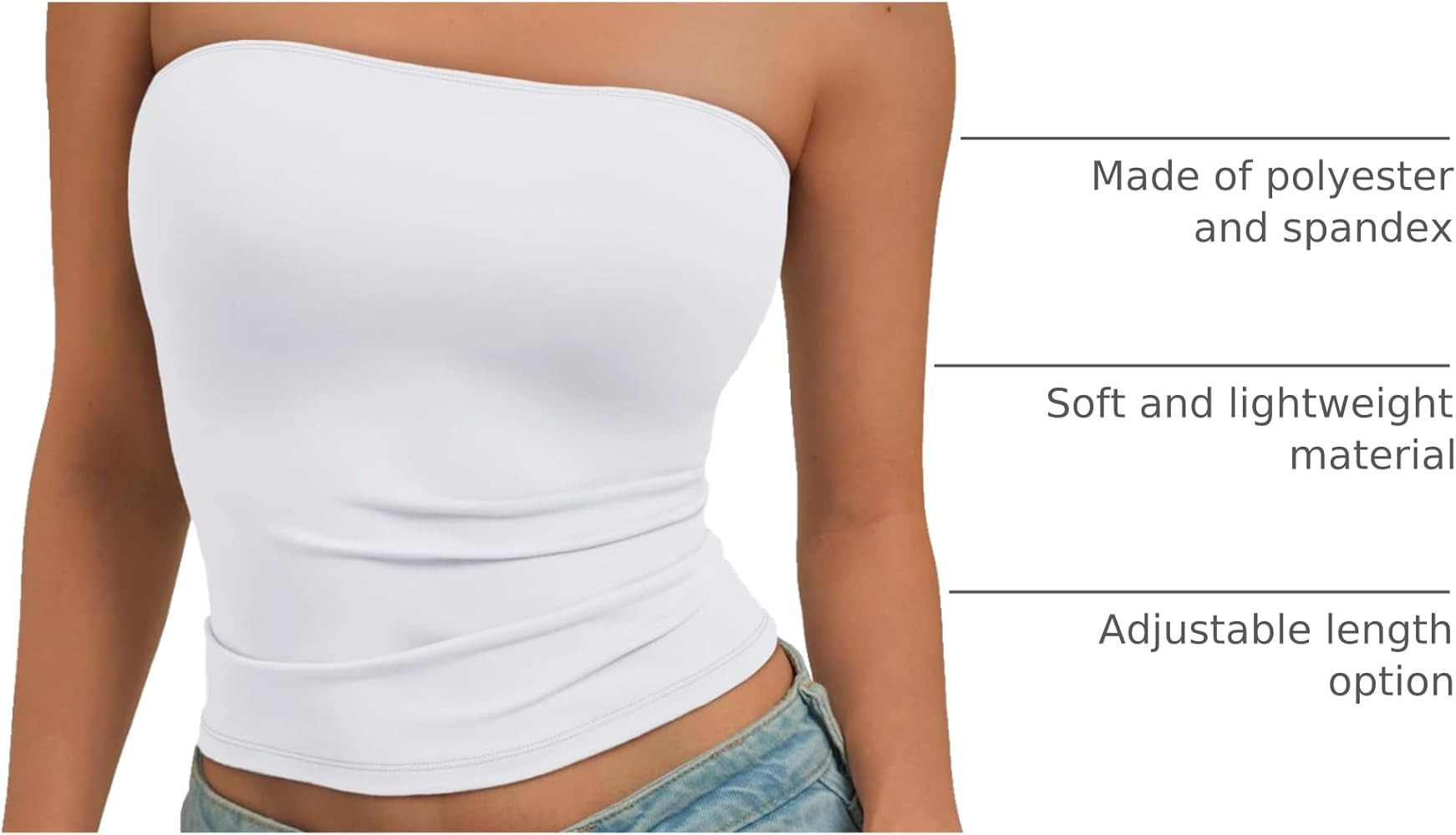 Trendy Queen Women's Strapless Bandeau Crop Top | Amazon (US)