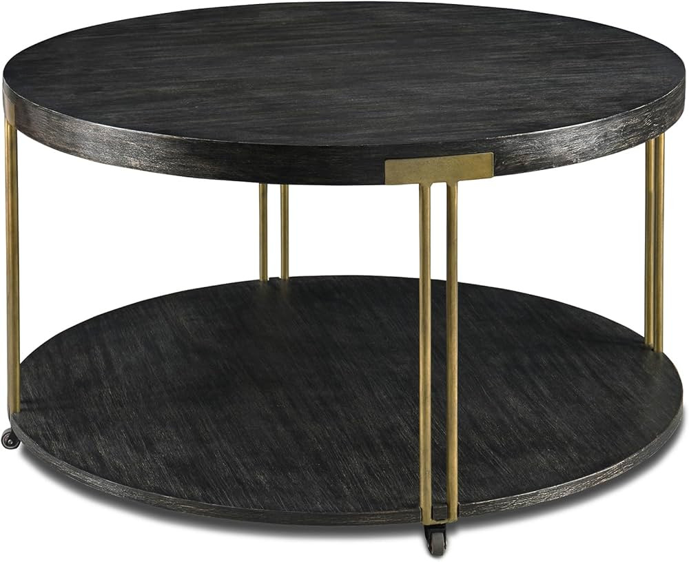 Biaco Round 35" Coffee Table for Living Room, Modern Retro 2 Tier Circle Large Sofa Table, Indust... | Amazon (US)