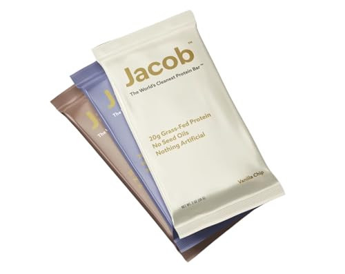 Jacob Bar, Protein Bars, Variety Pack (9 Bars Total) Contains 3 of Each; Chocolate, Vanilla, Berry - 20g Grass-Fed Protein, No Seed Oils, Nothing Artificial | Amazon (US)