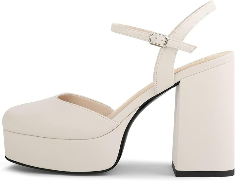 Modatope Platform Heels for Women Close Toe Chunky Block Heel Pumps Ankle Strap Platform Sandals ... | Amazon (US)