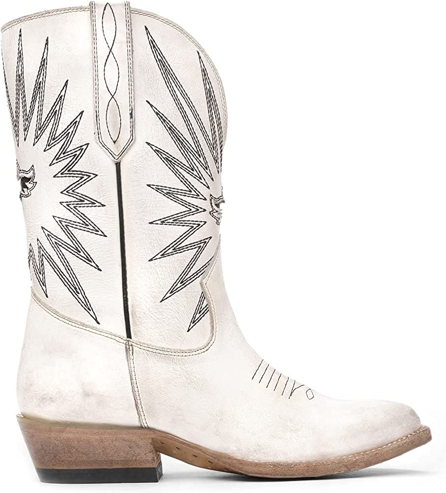 Mezcalero|Mezcal|Women's Genuine Leather Western Boots|Mid-calf|Low-Heel|Handmade|Everyday Comfor... | Amazon (US)